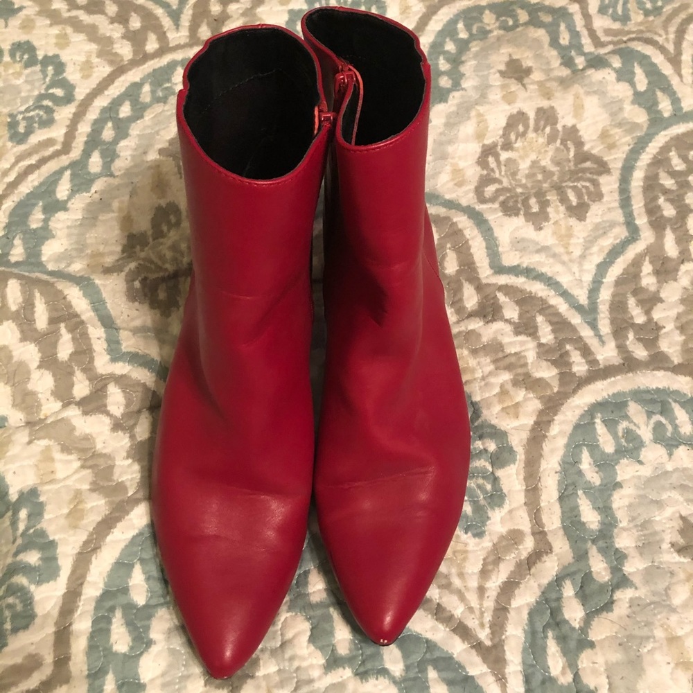 Red ankle boots